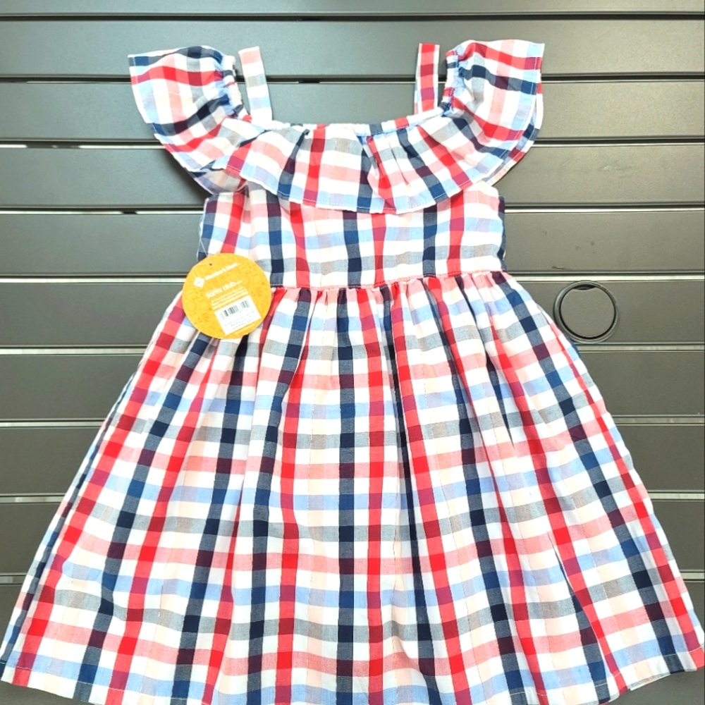 Red White and Blue plaid dress